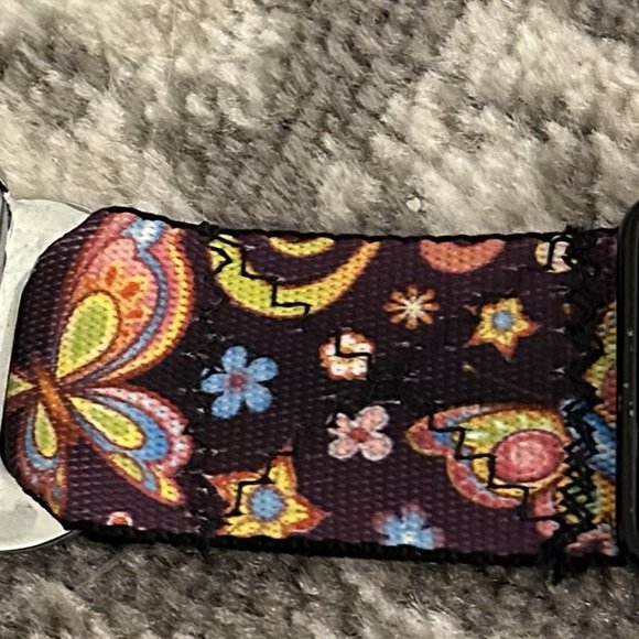 Buckle Down Seatbelt-Burgundy Mariposa Calavera Butterflies Flowers Regular